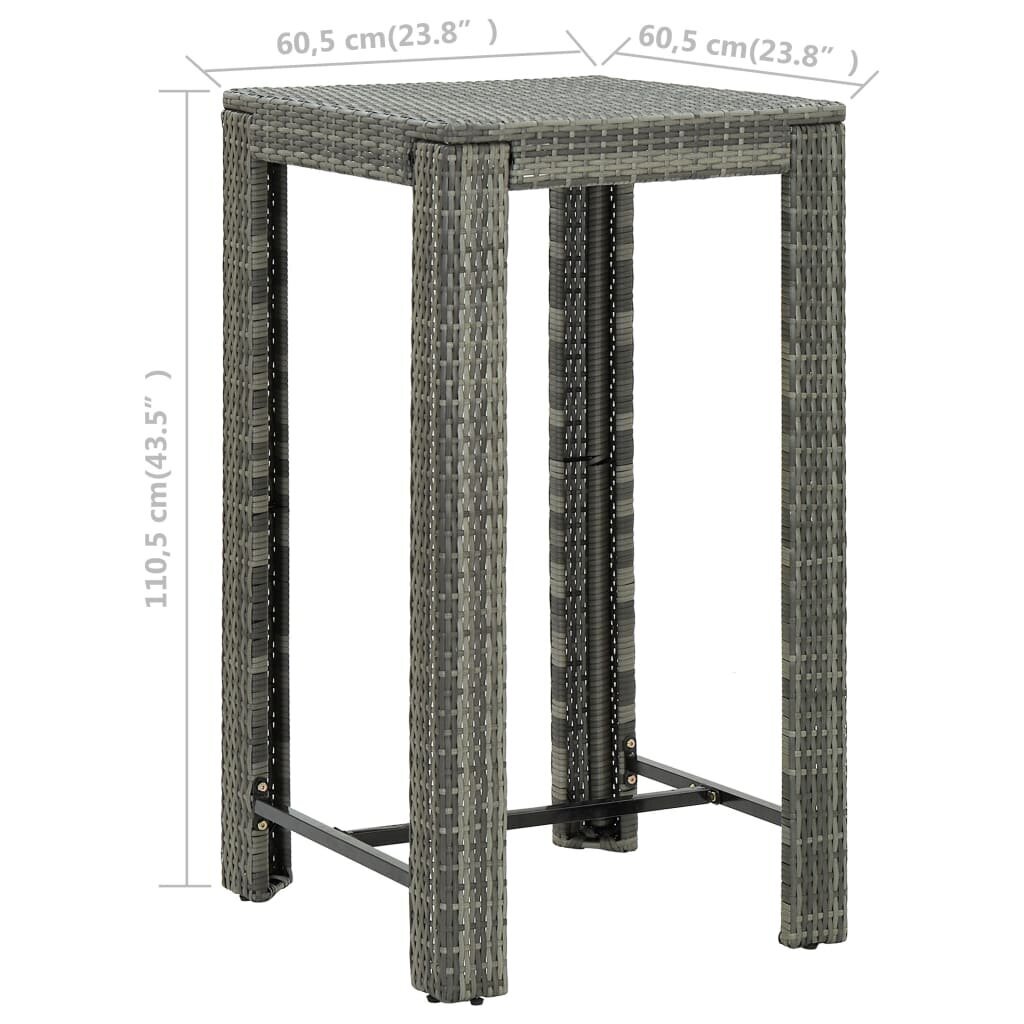 Sodo baro staliukas, 60,5x60,5x110,5cm, pilkas kaina ir informacija | Lauko stalai, staliukai | pigu.lt
