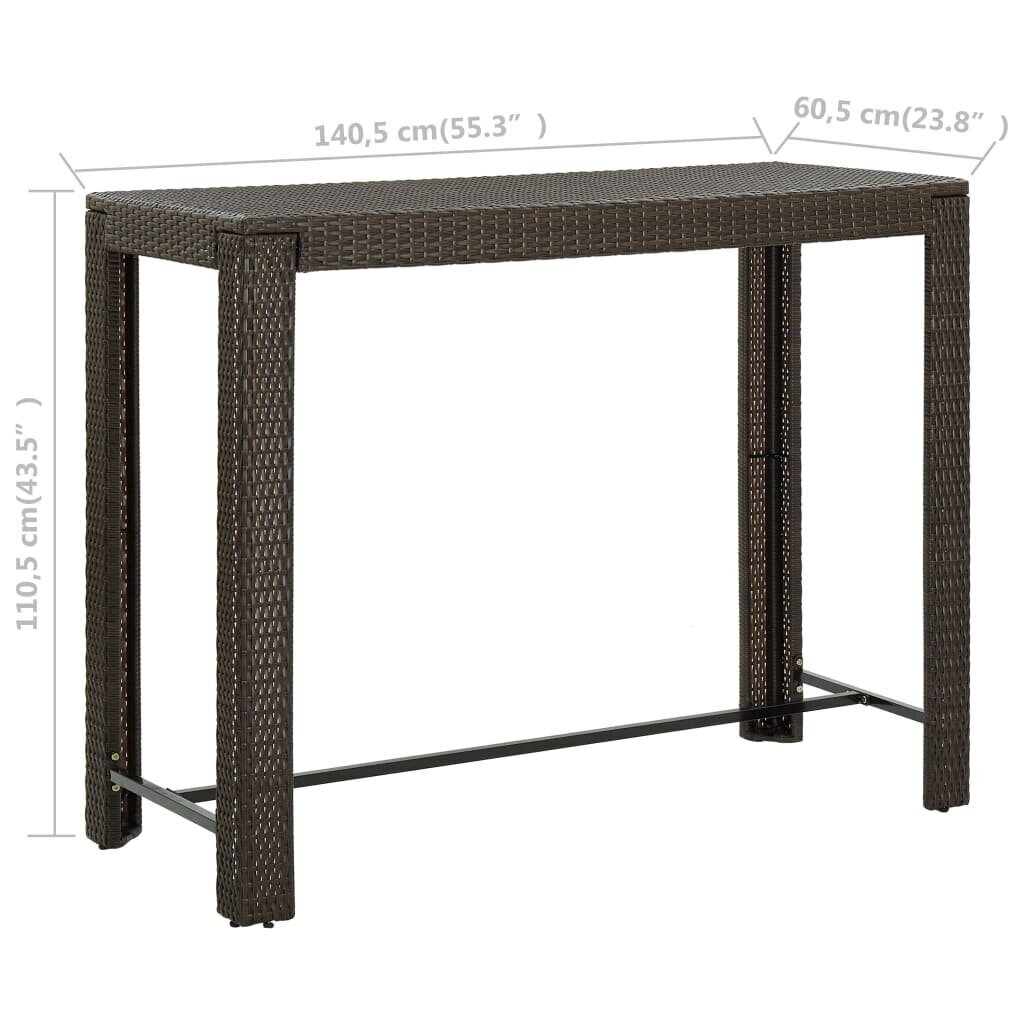 Sodo baro staliukas, 140,5x60,5x110,5 cm, rudas kaina ir informacija | Lauko stalai, staliukai | pigu.lt