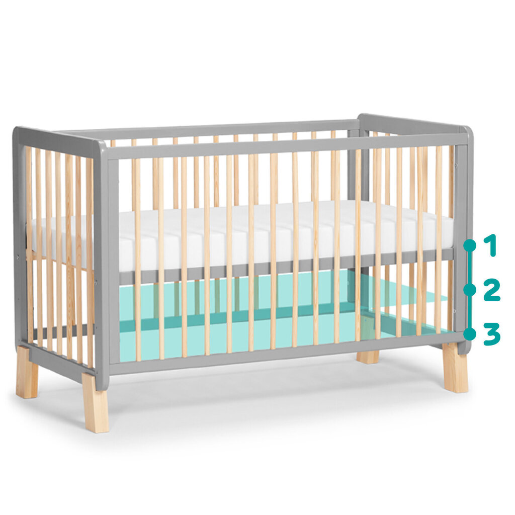 Kūdikio lovytė Kinderkraft Lunky 60x120 cm, balta kaina ir informacija | Kūdikių lovytės | pigu.lt
