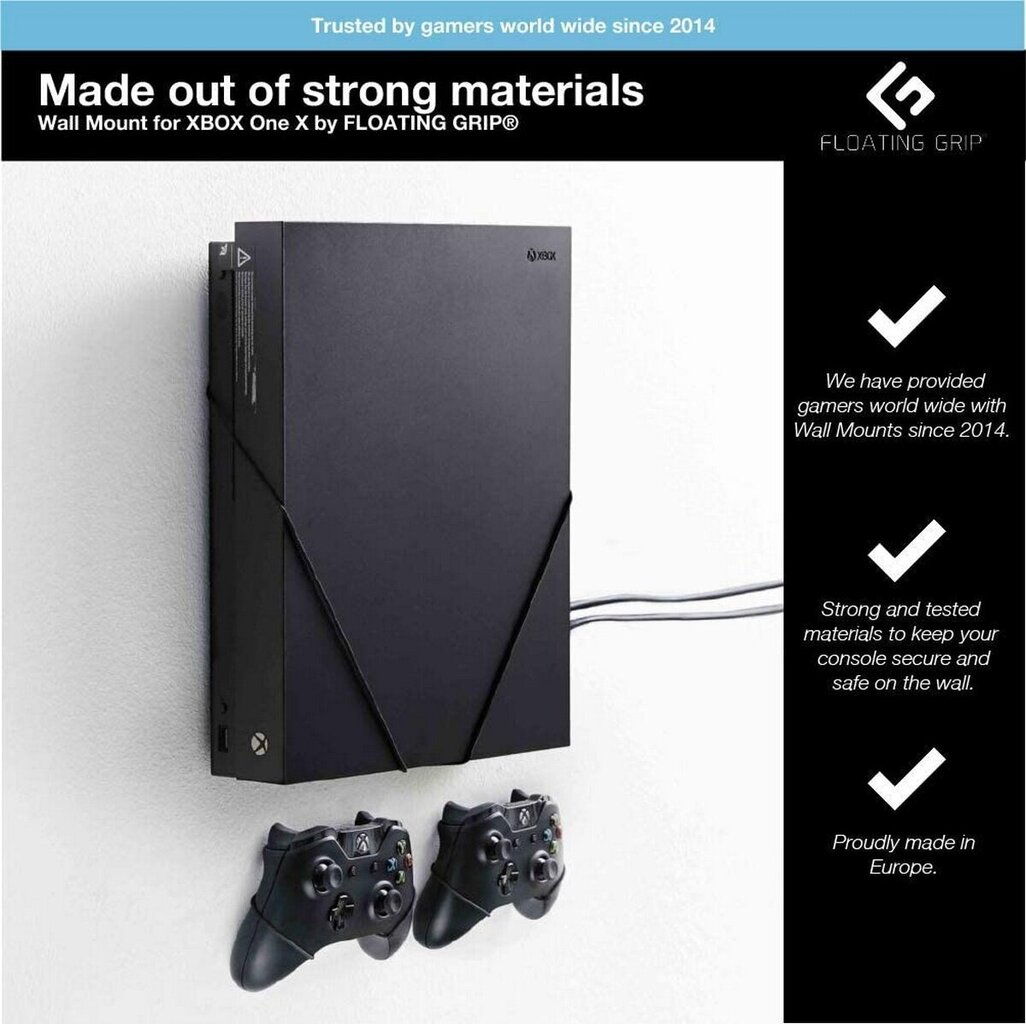 Pakabinamas sienos laikiklis skirtas Xbox One X ir pulteliams, juodas kaina ir informacija | Žaidimų kompiuterių priedai | pigu.lt