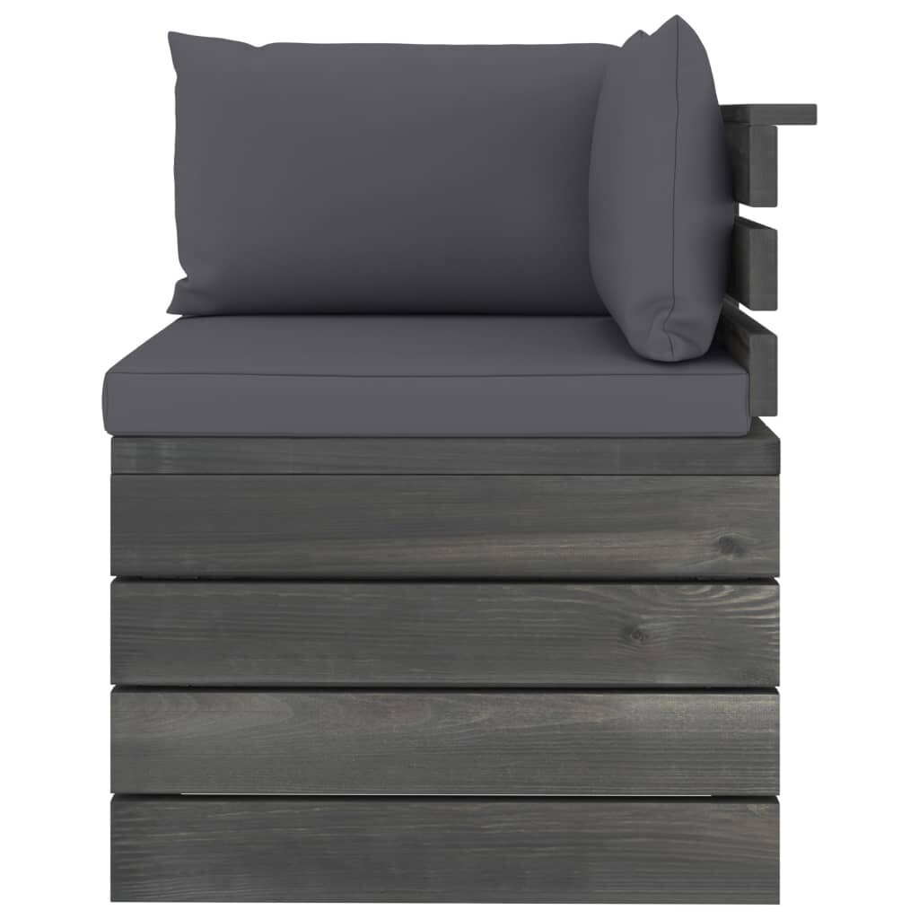 Kampinė sodo sofa iš palečių su pagalvėlėmis, mediena kaina ir informacija | Lauko kėdės, foteliai, pufai | pigu.lt