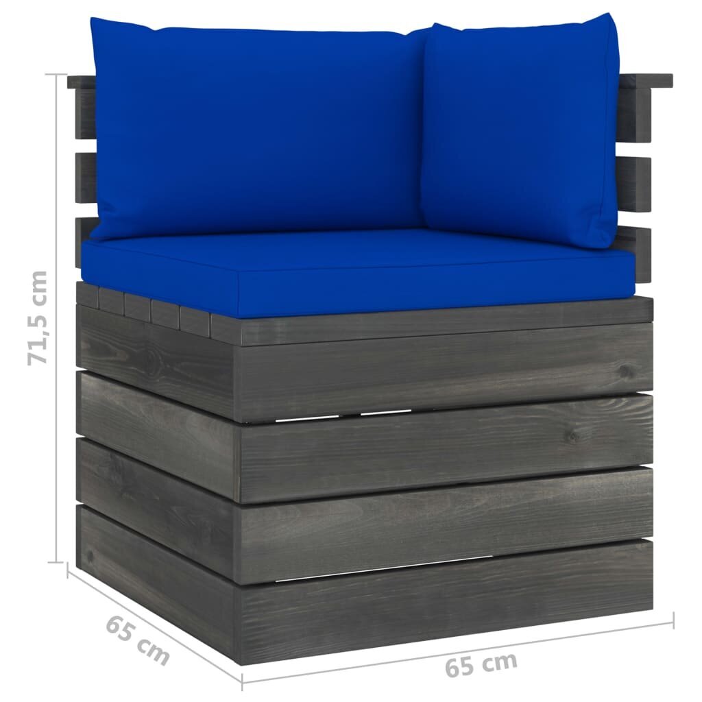 Kampinė sodo sofa iš palečių su pagalvėlėmis, mediena цена и информация | Lauko kėdės, foteliai, pufai | pigu.lt