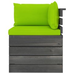 Kampinė sodo sofa iš palečių su pagalvėlėmis, mediena цена и информация |  Садовые стулья, кресла, пуфы | pigu.lt