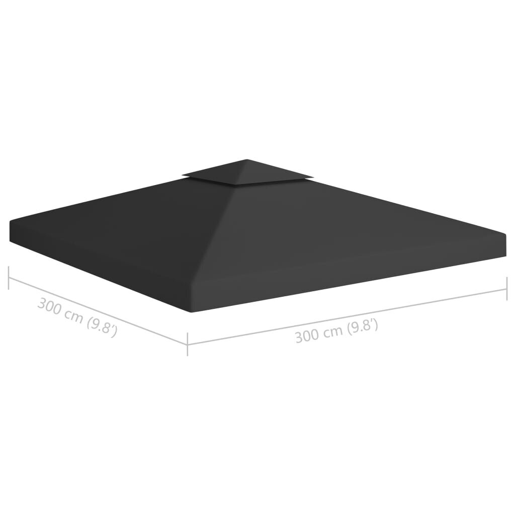 Pavėsinės uždangalas, 2 pakopų, juodas, 3x3m, 310 g/m² цена и информация | Pavėsinės | pigu.lt