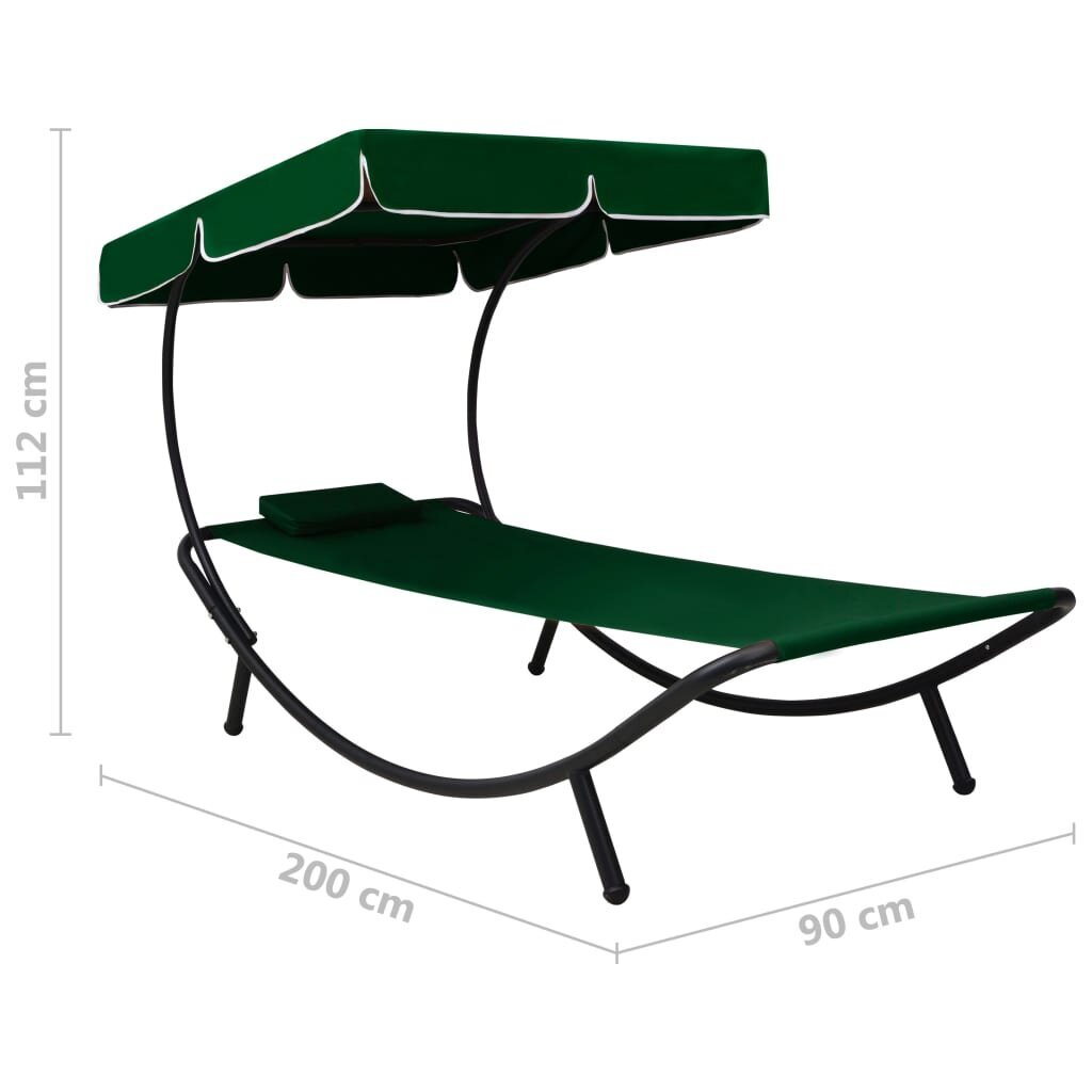Gultas su stogeliu ir pagalve, žalias цена и информация | Gultai | pigu.lt