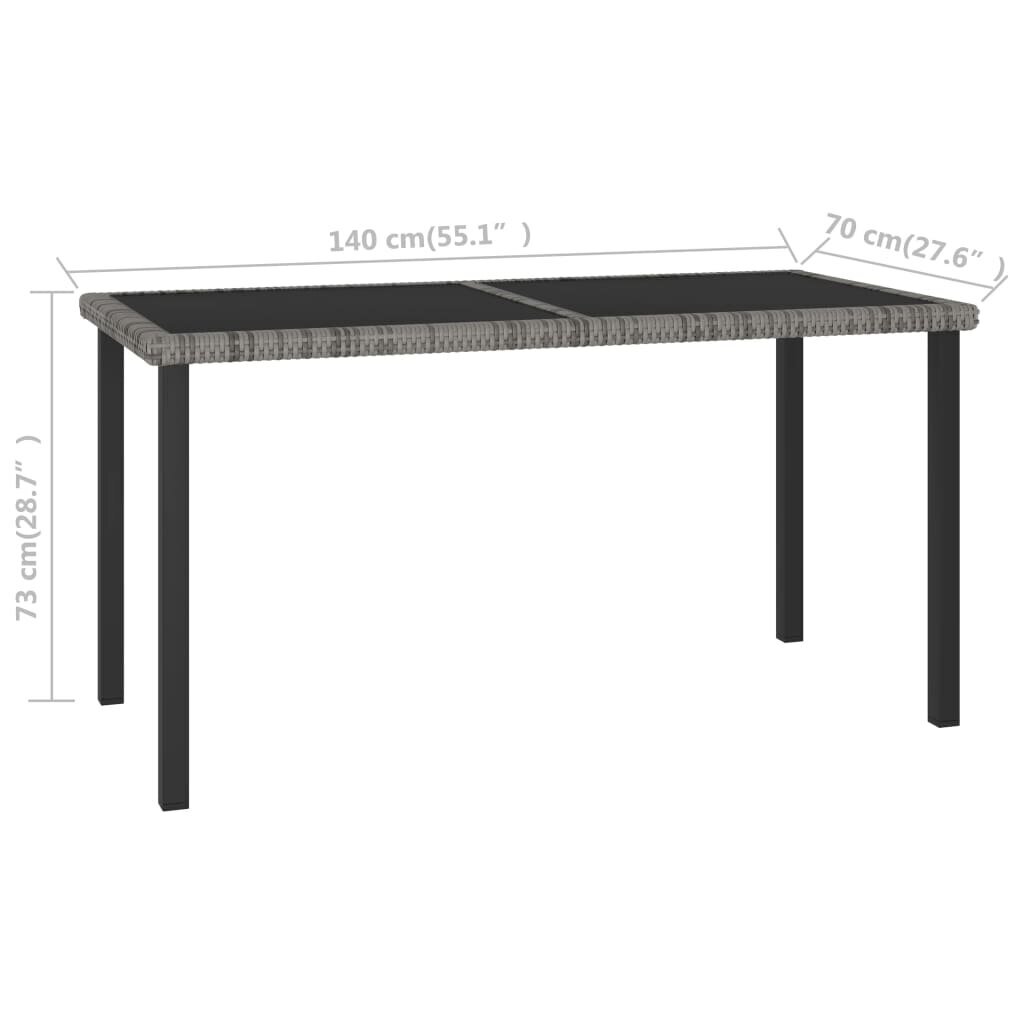 Sodo valgomojo stalas, 140x70x73cm, pilkas kaina ir informacija | Lauko stalai, staliukai | pigu.lt