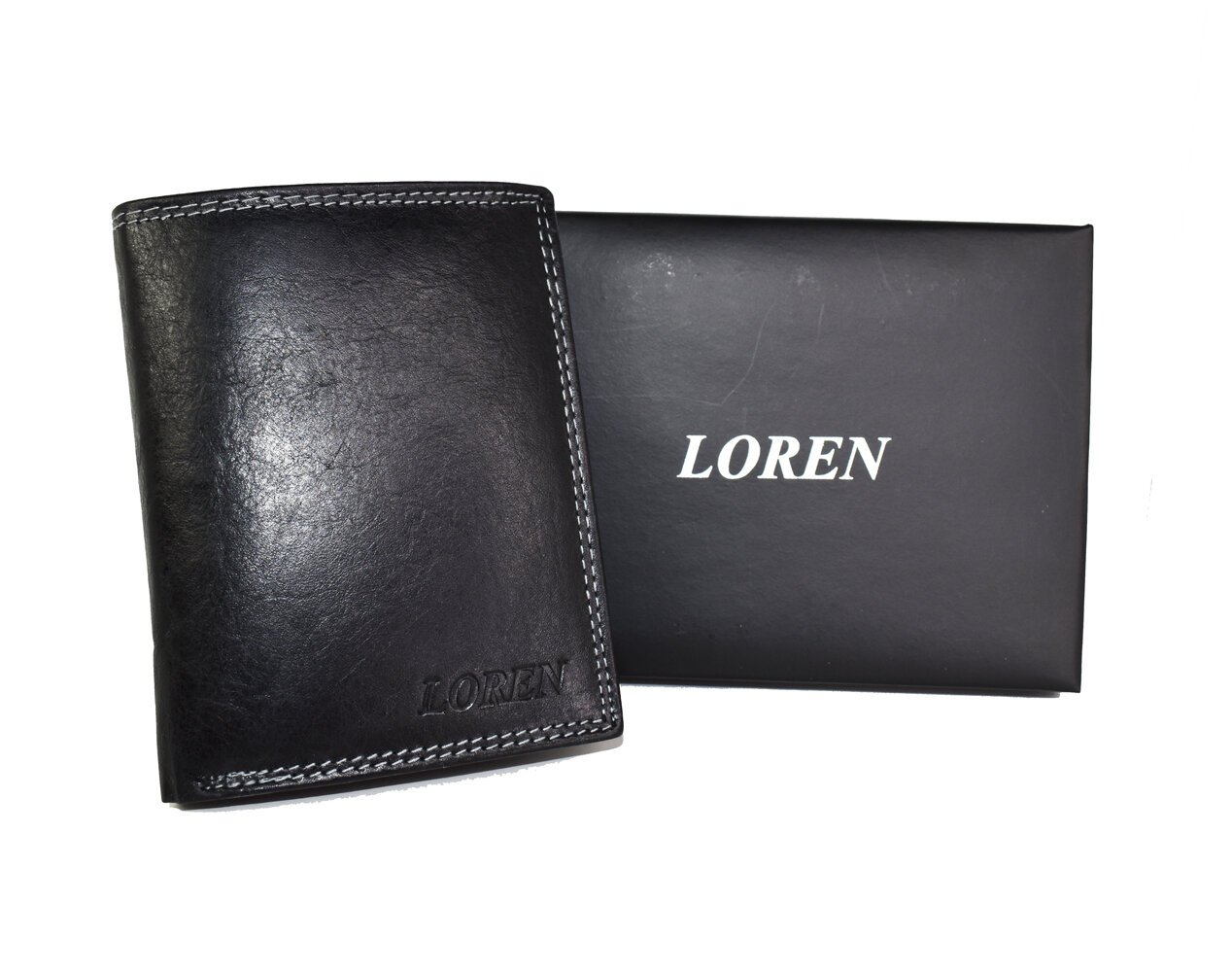 Vyriška natūralios odos piniginė Loren, juoda kaina ir informacija | Vyriškos piniginės, kortelių dėklai | pigu.lt