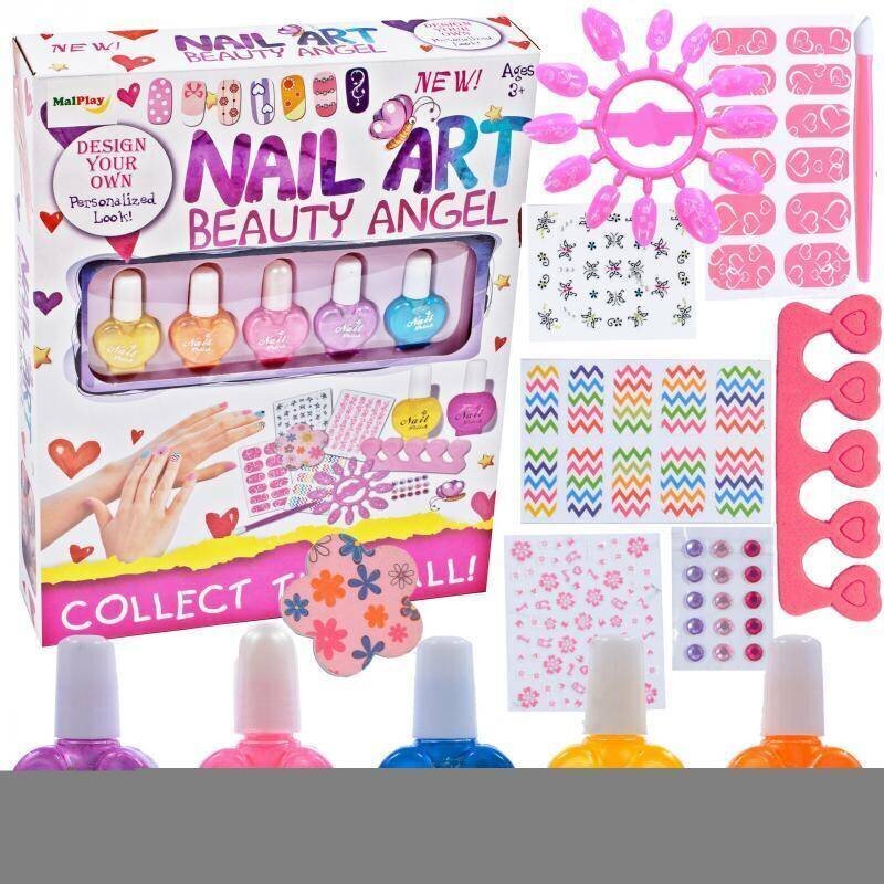Nuplaunamo nagų lako rinkinys MalPlay Nail Art, 5 vnt. kaina ir informacija | Kosmetika vaikams ir mamoms | pigu.lt