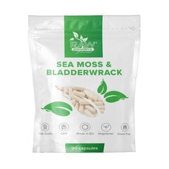 Maisto papildas Raw Powders Sea Moss 250 mg &amp; Bladderwrack 250 mg, 90 kapsulių kaina ir informacija | Vitaminai, maisto papildai, preparatai gerai savijautai | pigu.lt