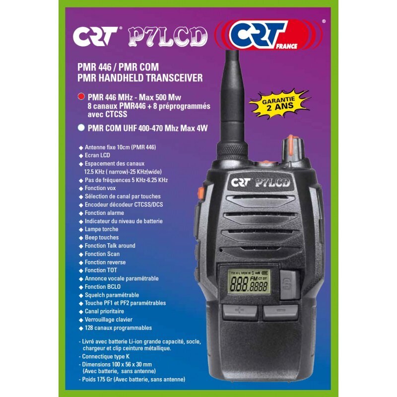 Belicencinė radijo ryšio stotelė CRT P7LCD kaina ir informacija | Radijo stotelės, racijos | pigu.lt