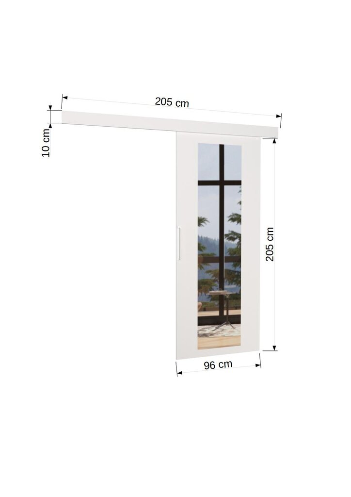 Durys nišai su veidrodžiu ADRK Furniture Brit 96, baltos kaina ir informacija | Spintos | pigu.lt