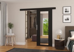 Durys nišai su veidrodžiu ADRK Furniture Brit 86, juodos kaina ir informacija | Spintos | pigu.lt