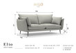 Trivietė sofa Milo Casa Elio, smėlio/auksinės spalvos kaina ir informacija | Sofos | pigu.lt