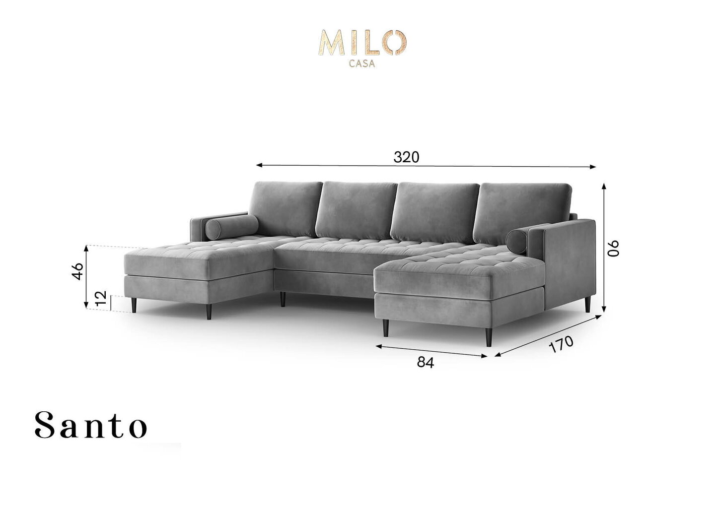 Minkštas kampas Milo Casa Santo 6S, žalias/juodas цена и информация | Minkšti kampai | pigu.lt
