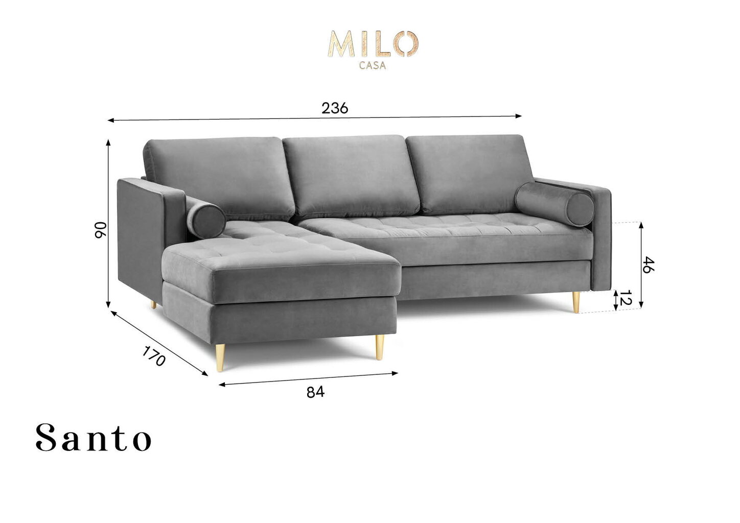 Minkštas kampas Milo Casa Santo 4S-V, rožinis kaina ir informacija | Minkšti kampai | pigu.lt
