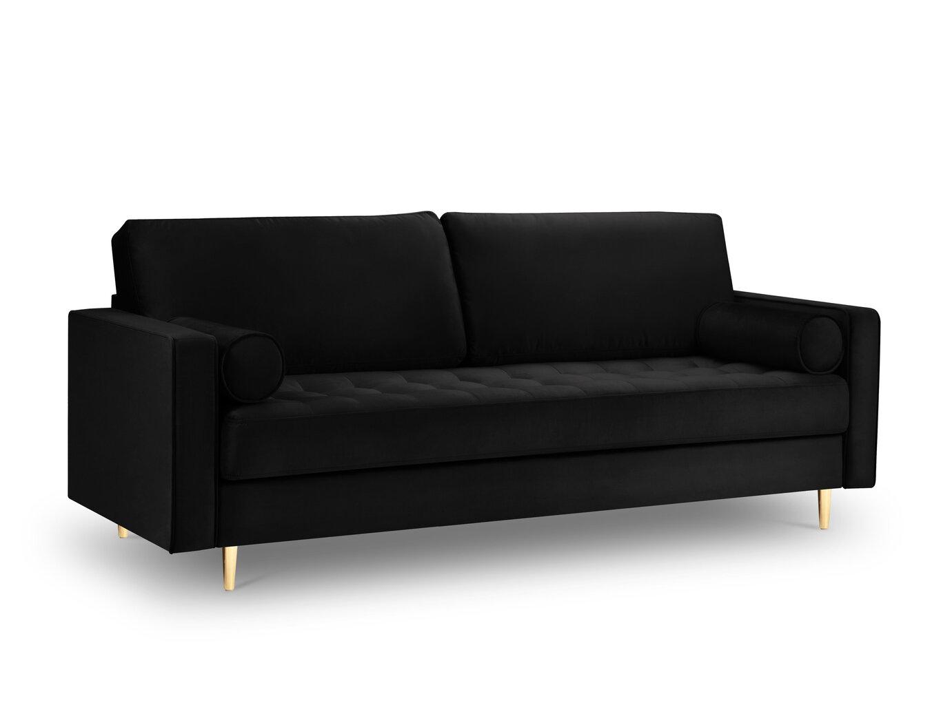 Trivietė sofa Milo Casa Santo, juoda/auksinės spalvos kaina ir informacija | Sofos | pigu.lt