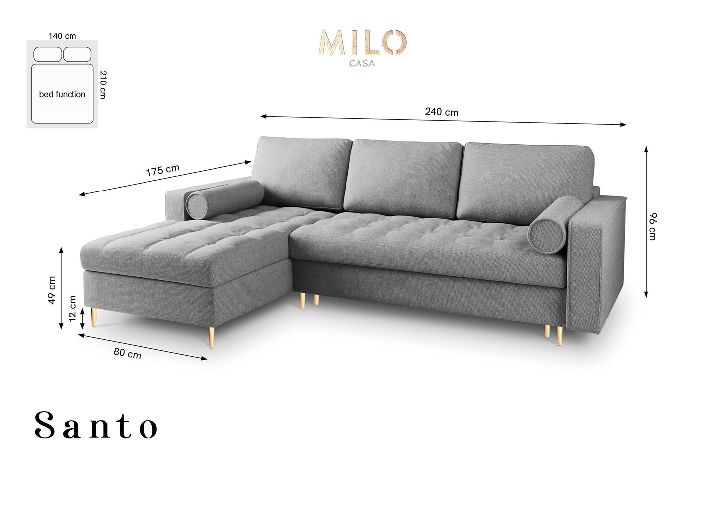 Minkštas kampas Milo Casa Santo 5S, smėlio spalvos kaina ir informacija | Minkšti kampai | pigu.lt