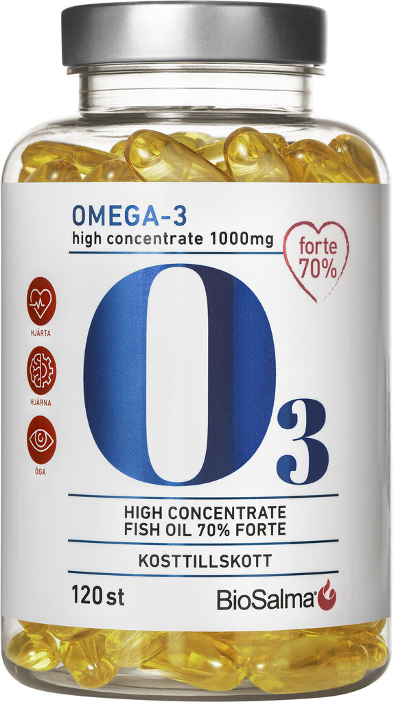 Maisto papildas Omega-3 Forte BioSalma 70%, 120 kapsulių kaina ir informacija | Vitaminai, maisto papildai, preparatai imunitetui | pigu.lt