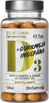 Пищевая добавка Высококонцентрированный витамин D3 с экстрактами куркумы, имбиря и черного перца, 120 капсул цена и информация | Витамины, пищевые добавки, препараты для иммунитета | pigu.lt