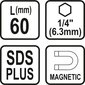 Laikiklis antgaliui SDS šešiakampis 6.3 mm 1/4" 60 mm T23460 цена и информация | Suktuvai, gręžtuvai | pigu.lt