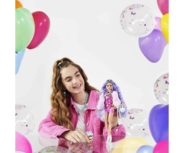 Lėlė Barbė (Barbie) Extra su violetiniais plaukais цена и информация | Žaislai mergaitėms | pigu.lt