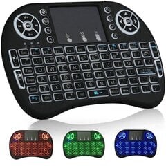 RoGer Q8 Wireless Mini Keyboard For PC / PS3 / XBOX 360 / Smart TV / Android + TouchPad Black (With RGB Backlight) kaina ir informacija | Klaviatūros | pigu.lt