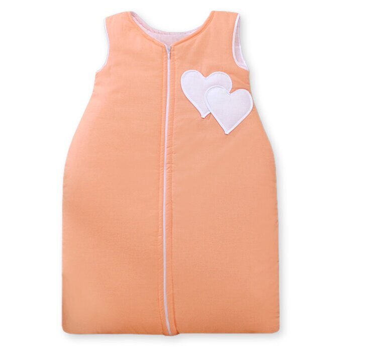 Miegmaišis kūdikiui be rankovių Bobono oranžinis su širdelėmis 77 x 50 cm kaina ir informacija | Vokeliai, miegmaišiai, pagalvės | pigu.lt