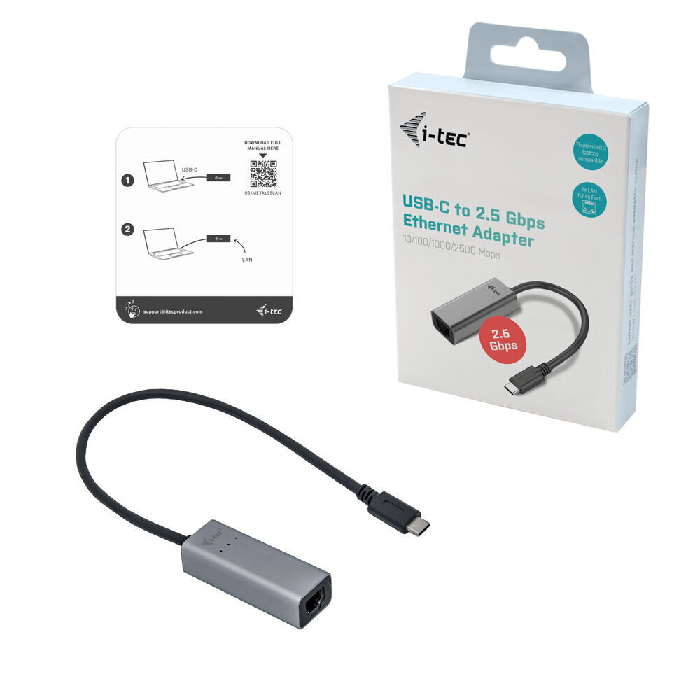 I-TEC 2.5Gbps Ethernet Adapter 1x USB-C to RJ-45 kaina ir informacija | Adapteriai, USB šakotuvai | pigu.lt