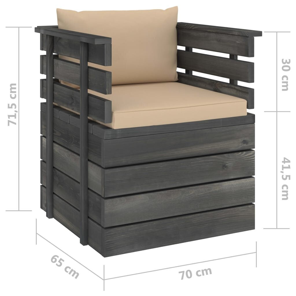Sodo krėslas su pagalvėlėmis, mediena kaina ir informacija | Lauko kėdės, foteliai, pufai | pigu.lt