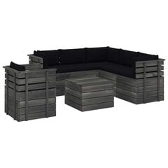 Sodo komplektas iš palečių su pagalvėlėmis, 7 dalių, juodas kaina ir informacija | Lauko baldų komplektai | pigu.lt