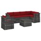 Sodo komplektas iš palečių su pagalvėlėmis, 7 dalių, raudonas цена и информация | Lauko baldų komplektai | pigu.lt