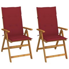 Atlošiamos sodo kėdės su pagalvėmis, 2 vnt., raudonos kaina ir informacija | Lauko kėdės, foteliai, pufai | pigu.lt