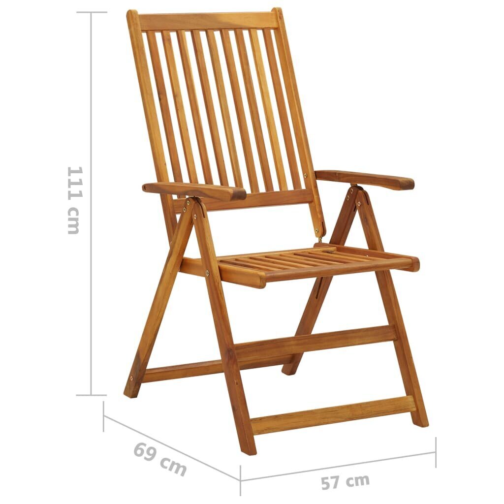 Sulankstomos sodo kėdės su pagalvėmis, 3vnt., rudos kaina ir informacija | Lauko kėdės, foteliai, pufai | pigu.lt