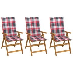 Sulankstomos sodo kėdės su pagalvėmis, 3vnt., rudos kaina ir informacija | Lauko kėdės, foteliai, pufai | pigu.lt