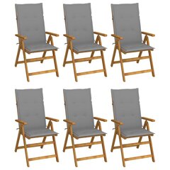 Sulankstomos lauko kėdės su pagalvėmis, 6 vnt., medienos masyvas цена и информация | Садовые стулья, кресла, пуфы | pigu.lt