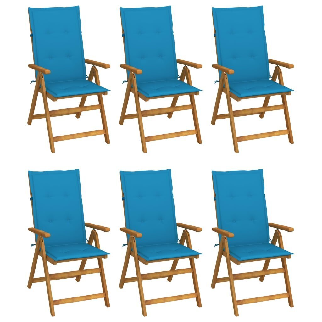 Sulankstomos sodo kėdės su pagalvėmis, 6vnt., rudos kaina ir informacija | Lauko kėdės, foteliai, pufai | pigu.lt