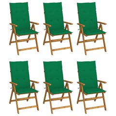 Sulankstomos sodo kėdės su pagalvėmis, 6 vnt, žalios цена и информация | Садовые стулья, кресла, пуфы | pigu.lt