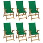 Sulankstomos sodo kėdės su pagalvėmis, 6 vnt, žalios цена и информация | Lauko kėdės, foteliai, pufai | pigu.lt