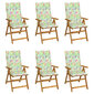 Sulankstomos sodo kėdės su pagalvėmis, 6 vnt, žalios kaina ir informacija | Lauko kėdės, foteliai, pufai | pigu.lt