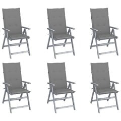 Atlošiamos lauko kėdės su pagalvėlėmis, 6 vnt., medienos masyvas цена и информация | Садовые стулья, кресла, пуфы | pigu.lt