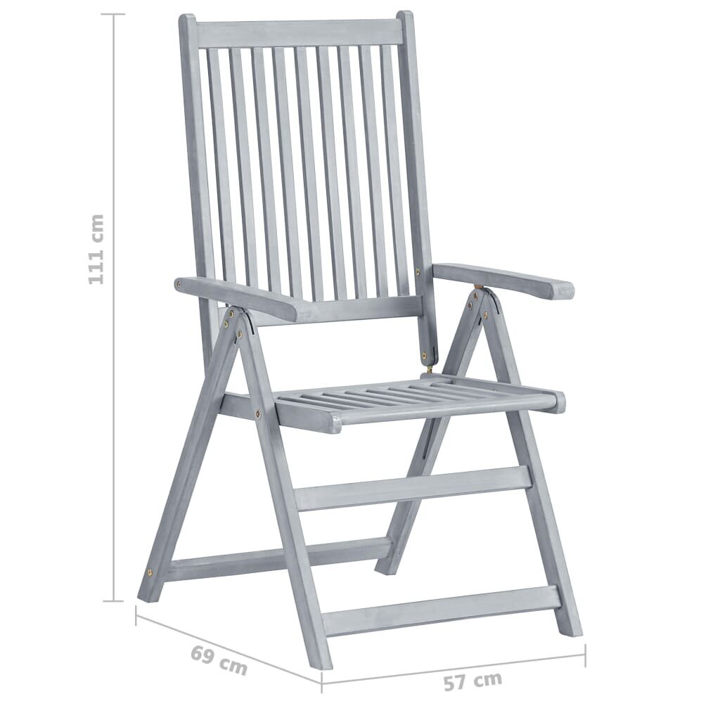 vidaXL Atlošiamos sodo kėdės su pagalvėmis, 6vnt., akacijos masyvas kaina ir informacija | Lauko kėdės, foteliai, pufai | pigu.lt