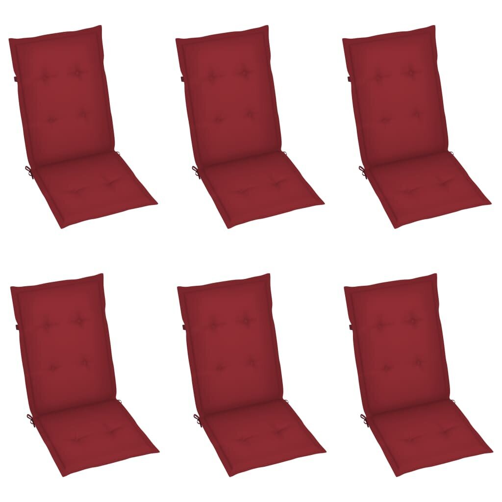 Atlošiamos sodo kėdės su pagalvėmis, 6 vnt, raudonos kaina ir informacija | Lauko kėdės, foteliai, pufai | pigu.lt