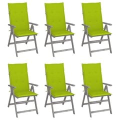 Lauko kėdės su pagalvėmis, 6 vnt., žalios kaina ir informacija | Lauko kėdės, foteliai, pufai | pigu.lt