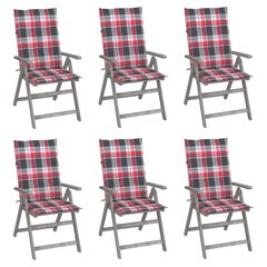 Atlošiamos sodo kėdės su pagalvėmis, 6 vnt, pilkos kaina ir informacija | Lauko kėdės, foteliai, pufai | pigu.lt