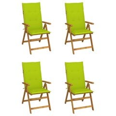 Atlošiamos sodo kėdės su pagalvėmis, 4 vnt., žalios kaina ir informacija | Lauko kėdės, foteliai, pufai | pigu.lt