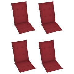 Atlošiamos sodo kėdės su pagalvėmis, 4 vnt, raudonos kaina ir informacija | Lauko kėdės, foteliai, pufai | pigu.lt
