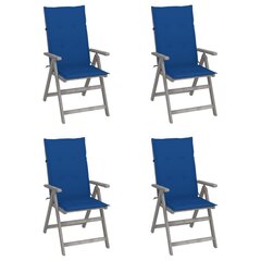 Lauko kėdės su pagalvėmis, 4 vnt., mėlynos цена и информация | Садовые стулья, кресла, пуфы | pigu.lt