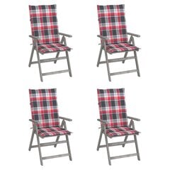 Atlošiamos sodo kėdės su pagalvėmis, 4 vnt, pilkos kaina ir informacija | Lauko kėdės, foteliai, pufai | pigu.lt
