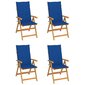 Sodo kėdės su mėlynomis pagalvėlėmis, 4 vnt, rudos kaina ir informacija | Lauko kėdės, foteliai, pufai | pigu.lt