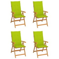 Sodo kėdės su šviesiai žaliomis pagalvėlėmis, 4 vnt, rudos цена и информация | Садовые стулья, кресла, пуфы | pigu.lt